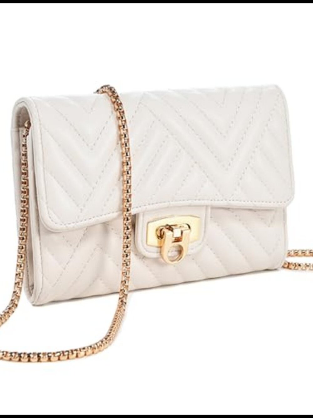 Quilted Faux Leather Crossbody Sling Bag with Gold Chain Strap